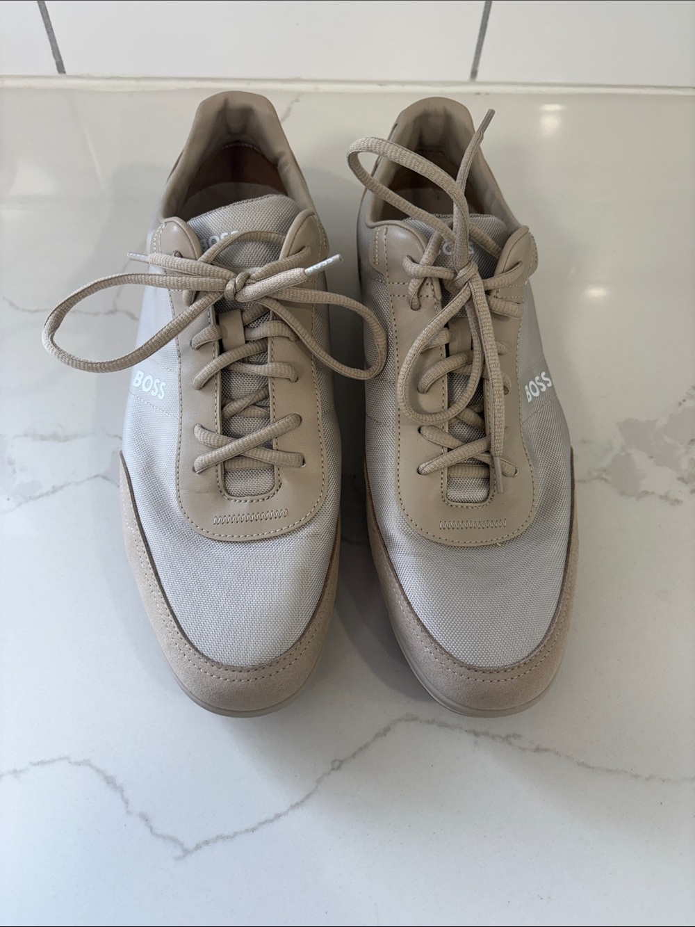 BOSS Men's Taupe Lace-Up Sneakers